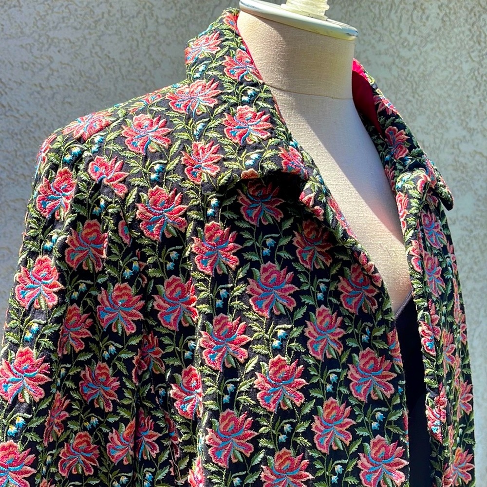 Fully embroidered three-quarter length jacket